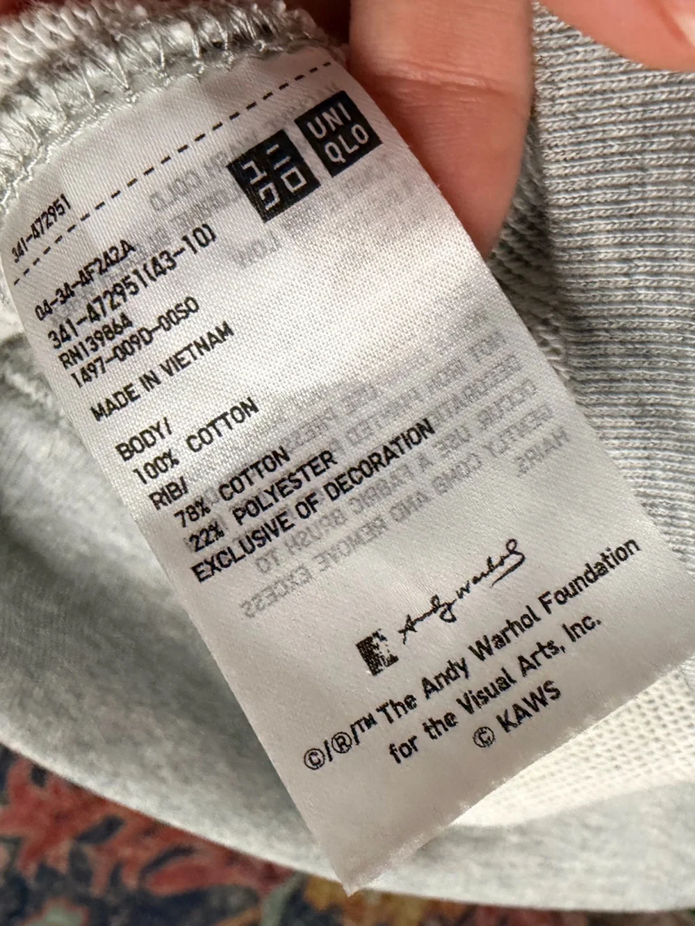 KAWS x WARHOL Uniqlo Grey Unisex Sweatshirt